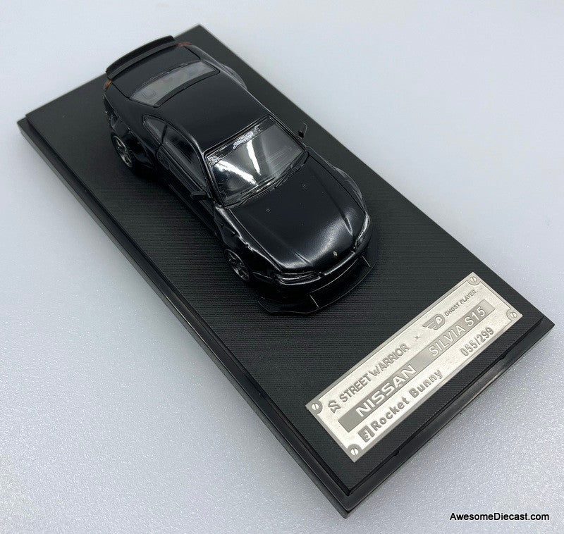 Nissan Silvia S15 Rocket Bunny, Matte Black 1:64 Diecast Model Car by Street Warrior