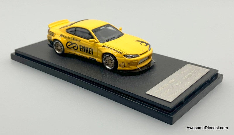 Nissan Silvia S15 Rocket Bunny, Yellow 1:64 Diecast Model Car by Street Warrior