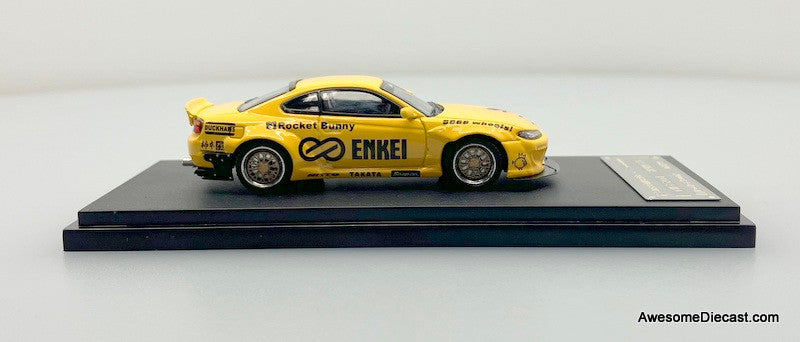 Nissan Silvia S15 Rocket Bunny, Yellow 1:64 Diecast Model Car by Street Warrior