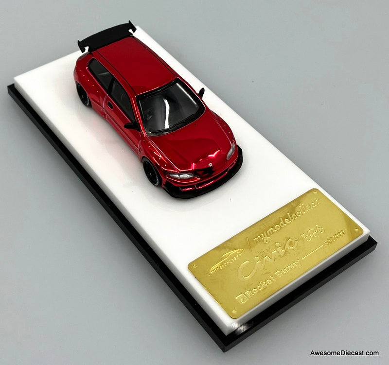 Honda Civic EG6, Red Chrome 1:64 Diecast Model Car by My Model Collect
