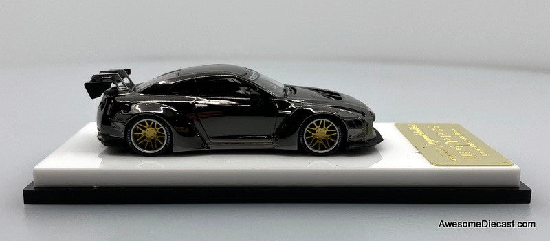 Nissan GTR R-35 Liberty Walk, Gunmetal Chrome 1:64 Diecast Model