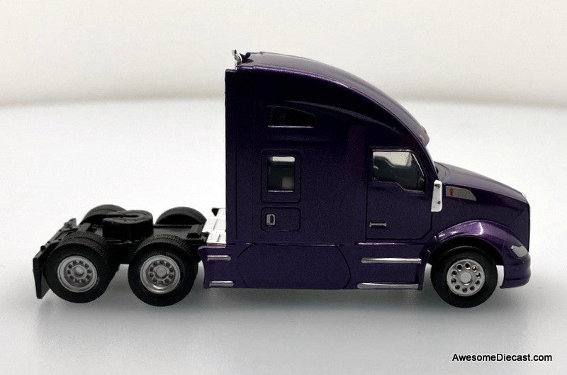 Kenworth T680 Sleeper Tractor, Purple 1:87 ABS Plastic Model Truck by HO Logistics Replicas