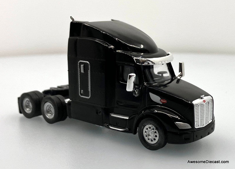 Peterbilt 579 Sleeper Tractor, Black 1:87 ABS Plastic Model Truck by HO Logistics Replicas