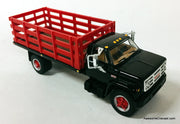 First Gear 1:64 GMC 6500 Single Axle Stake Truck, Black/Red