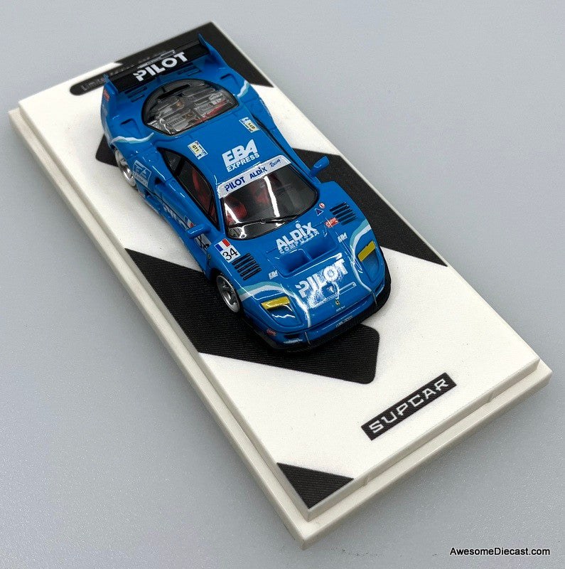 F40 GTE 1995 水色 1/64 ミニカー Ferrari F40 #34, Blue 1:64 Diecast Model Car by Supcar – Awesome