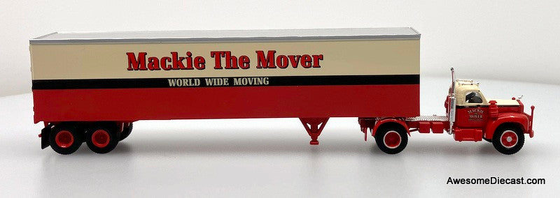 Mack B61 Day Cab w/Dry Goods Trailer: Mackie The Mover 1:87 ABS Plastic Truck by Brekina