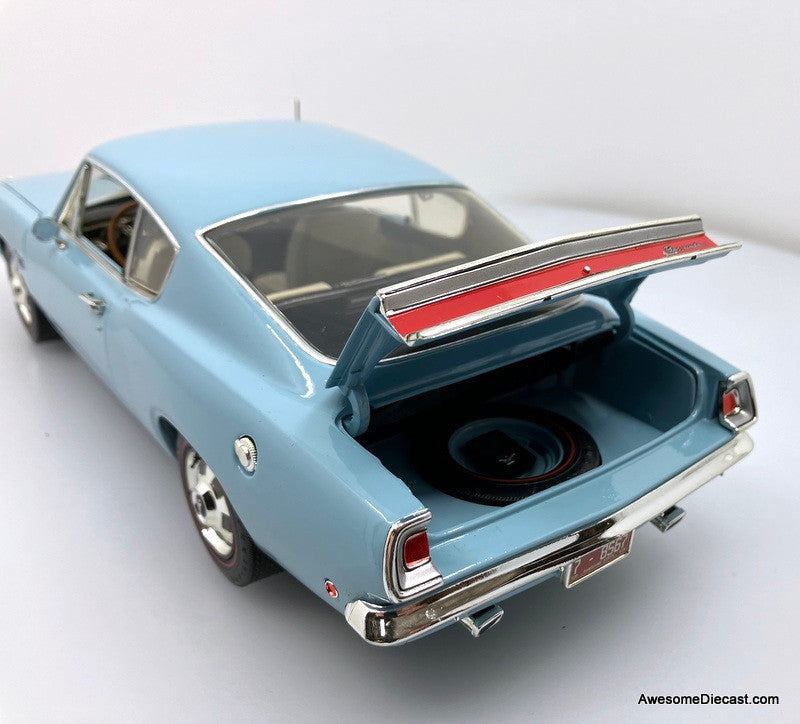 1968 Plymouth Barracuda, Hawaiian Blue 1:18 Diecast Model Car by Highway 61
