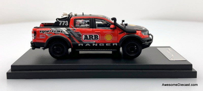 2024 Ford Ranger Raptor, Red/Black 2024 Baja Racing 1:64 Diecast Model Truck by MK Minitures