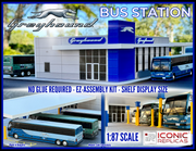 Greyhound 1:87 Bus Station Diorama - E-Z Assembly Kit for Diecast Collectors by Iconic Replicas