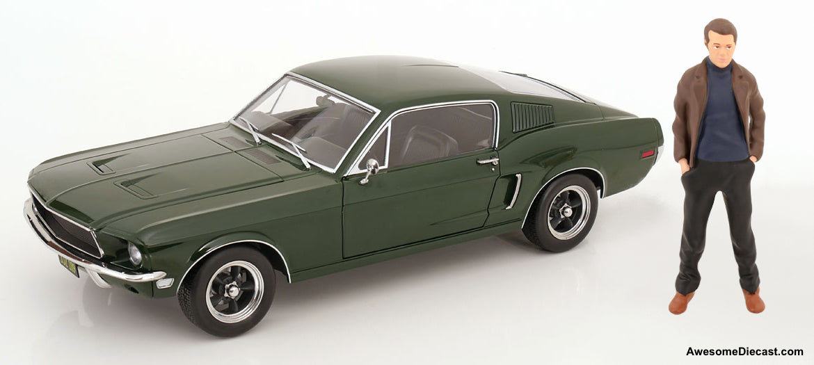 1968 Ford Mustang GT Fastback, Highland Green w/Figure 1:12 Diecast Model Car by KK Scale