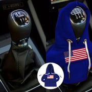 Shift Cover American Flag Sweater  – Universal Blue Hoodie Style Gear Shift Handle Cover for Car Interiors