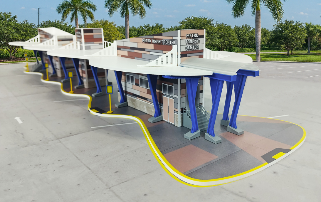 Metro Transit Bus Center 1:87 Bus Station Diorama - E-Z Assembly Kit for Diecast Collectors by Iconic Replicas