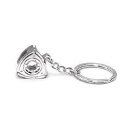 Polished Silver Rotary Engine Keychain – Triangle Rotor Auto Part Key Ring