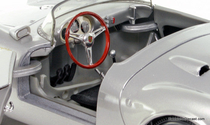 1955 Porsche 550 A Spyder, Silver 1:18 Diecast Model Car by Maisto