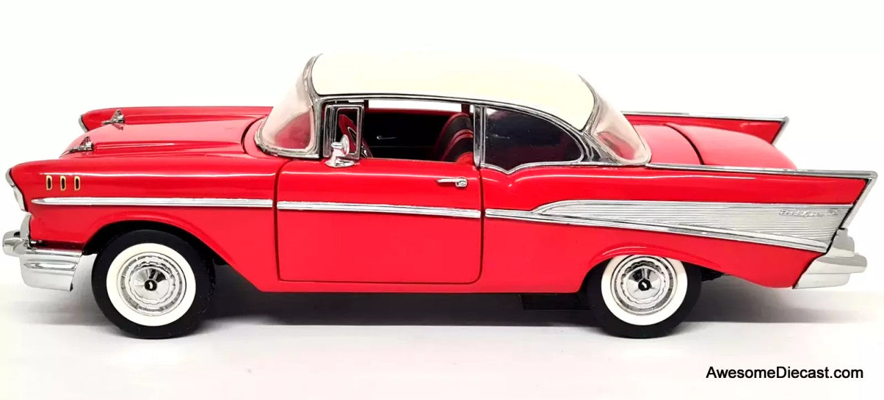 1957 Chevrolet Bel Air - Red/White 1:24 Diecast Replica by