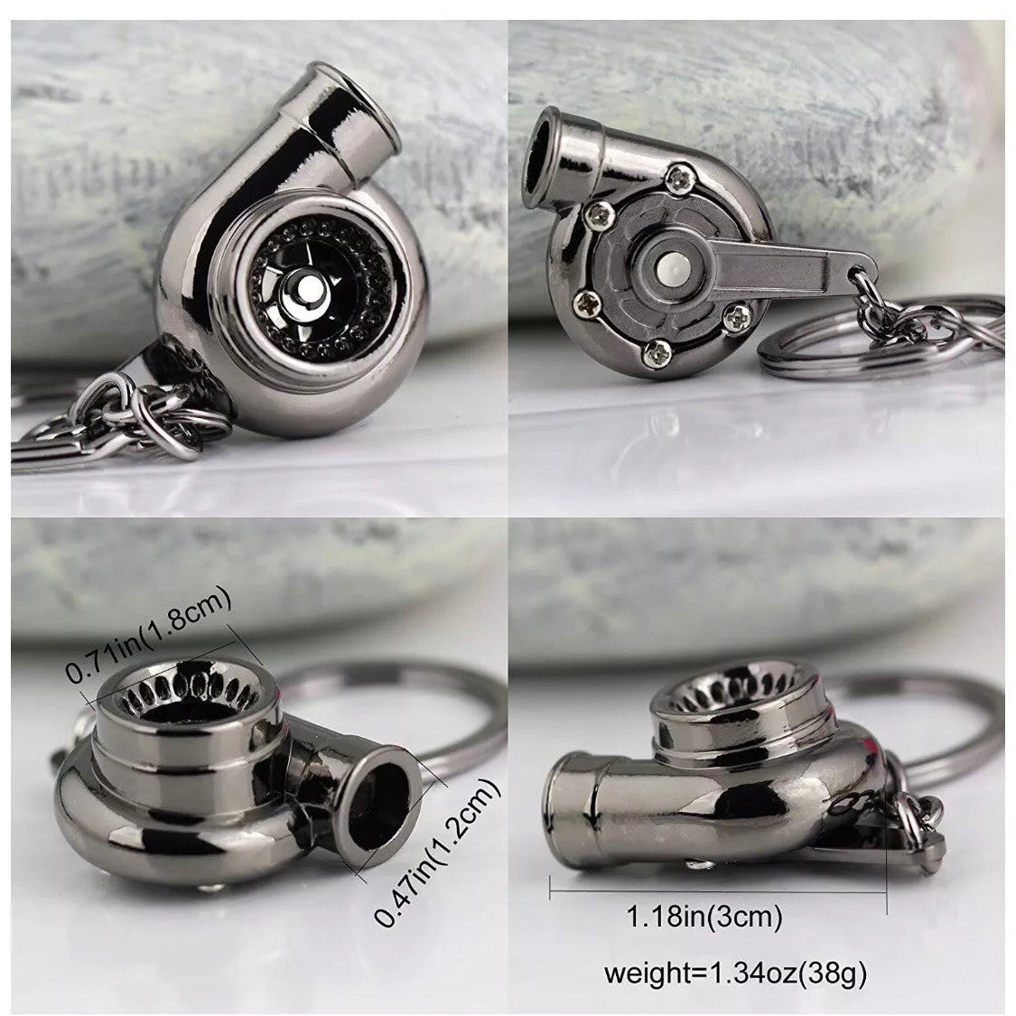 Turbocharger Keychain – Auto Turbo Disc Brake & Shock Absorber Key Ring for Car Lovers